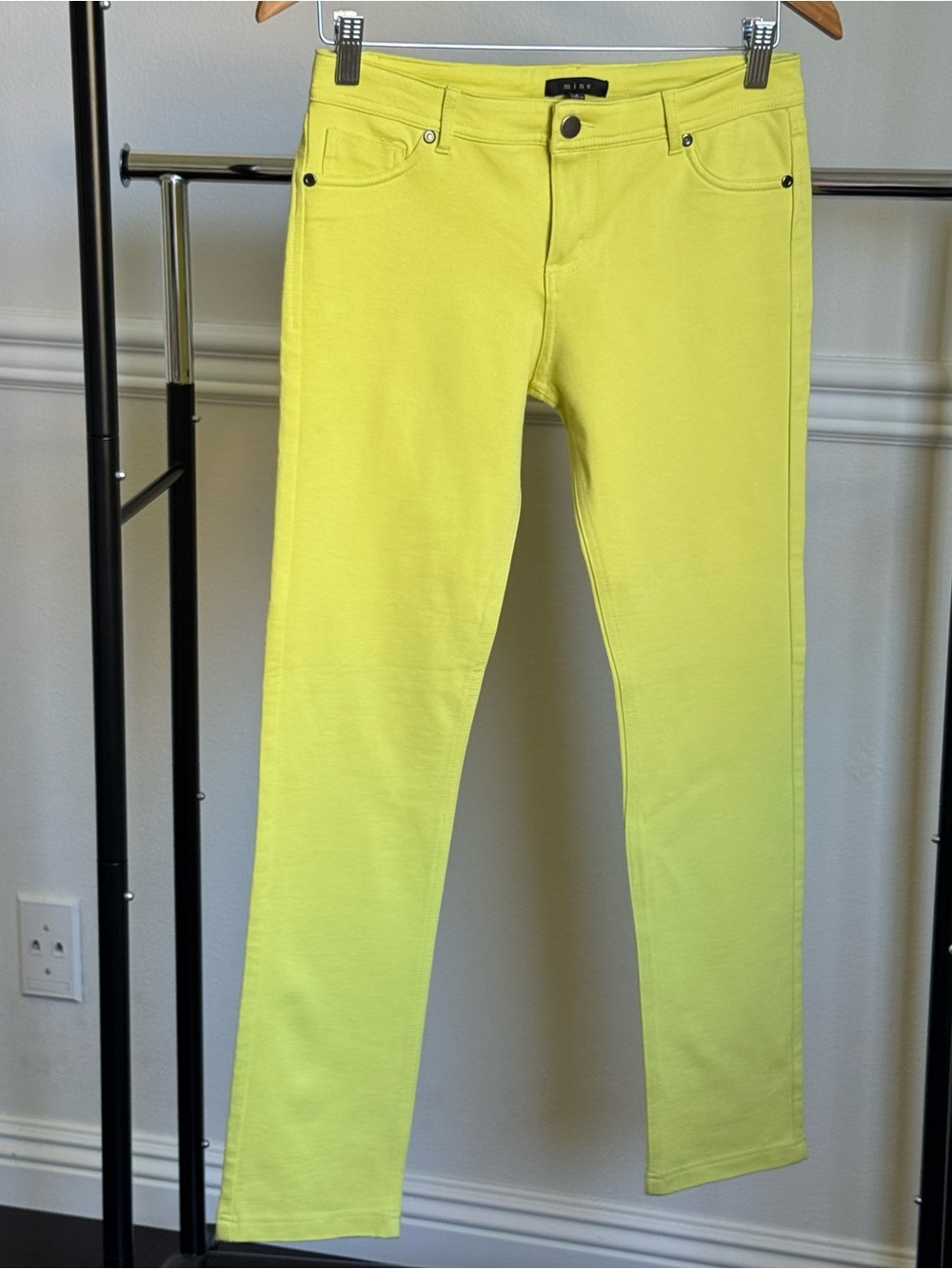 Mine Mid-Rise Women’s Skinny Jeans Size Large Bright Lemon Yellow Pre-owned